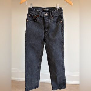 Denim Forum Black (Dark Gray) The Arlo High Rise Straight Jeans 26L